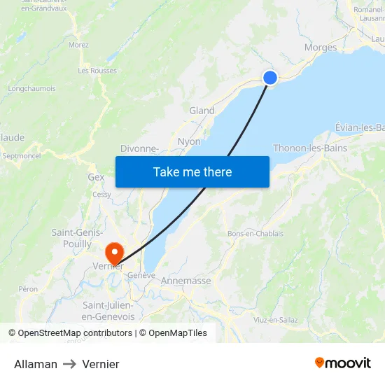 Allaman to Vernier map