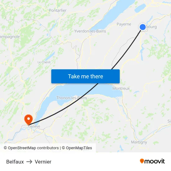 Belfaux to Vernier map