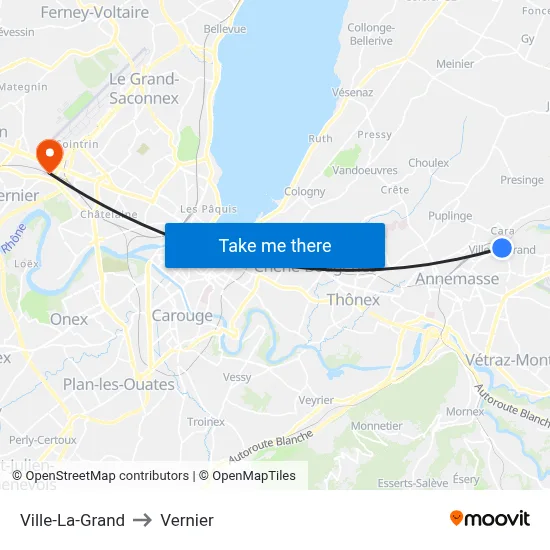 Ville-La-Grand to Vernier map