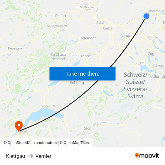 Klettgau to Vernier map