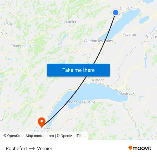 Rochefort to Vernier map