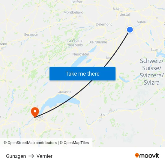 Gunzgen to Vernier map