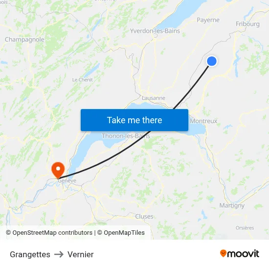 Grangettes to Vernier map
