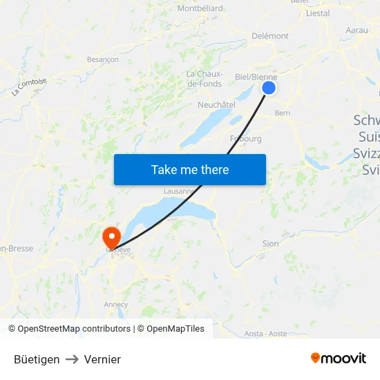 Büetigen to Vernier map