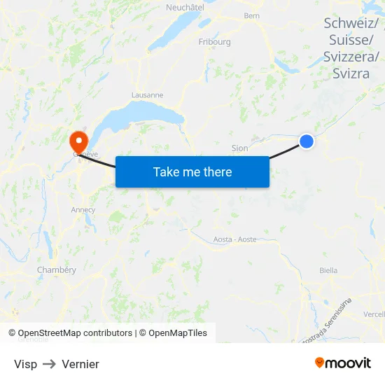 Visp to Vernier map