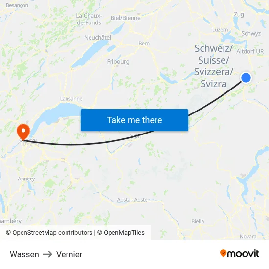 Wassen to Vernier map