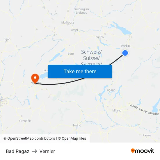 Bad Ragaz to Vernier map