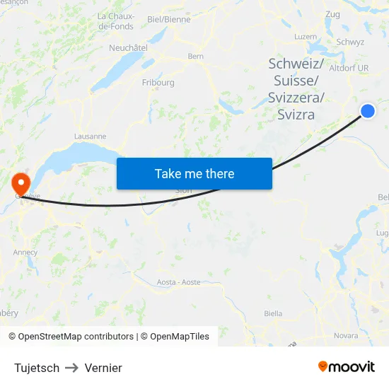 Tujetsch to Vernier map