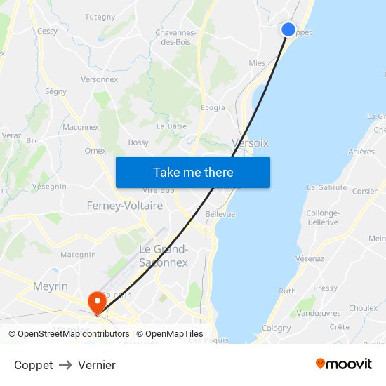 Coppet to Vernier map