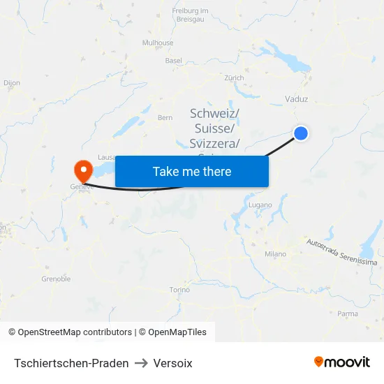 Tschiertschen-Praden to Versoix map