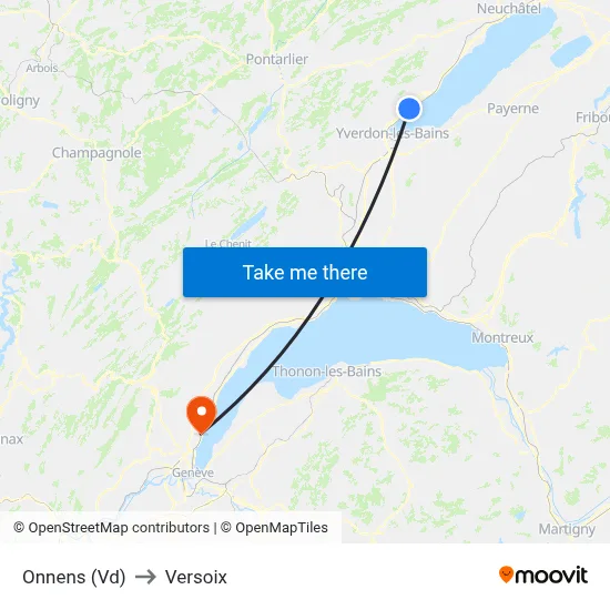 Onnens (Vd) to Versoix map
