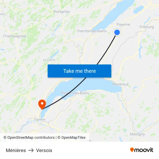 Ménières to Versoix map