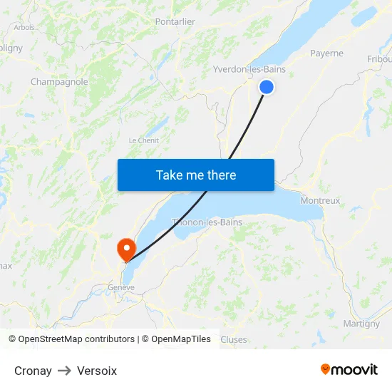 Cronay to Versoix map