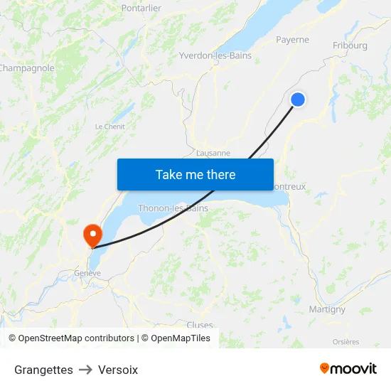 Grangettes to Versoix map