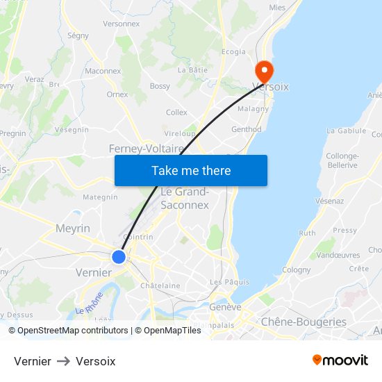 Vernier to Versoix map