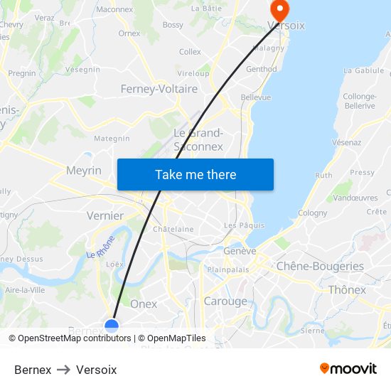 Bernex to Versoix map