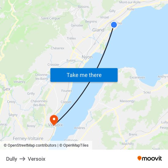 Dully to Versoix map
