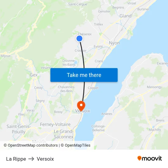 La Rippe to Versoix map