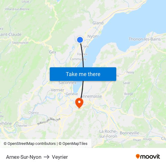 Arnex-Sur-Nyon to Veyrier map