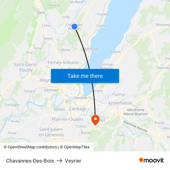 Chavannes-Des-Bois to Veyrier map