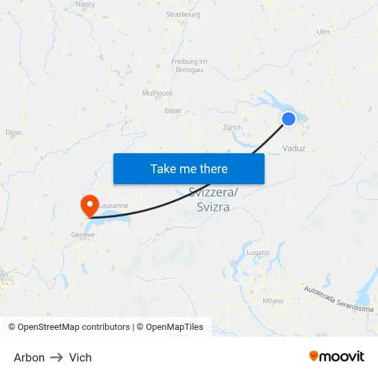 Arbon to Vich map
