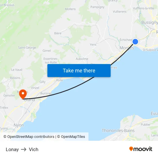 Lonay to Vich map