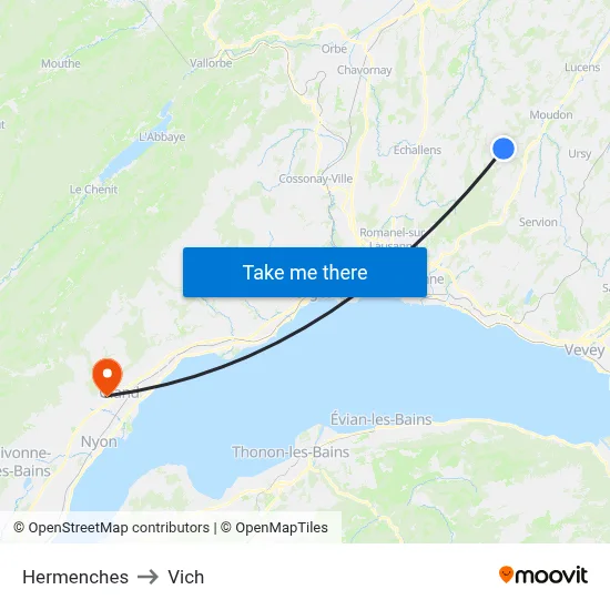 Hermenches to Vich map