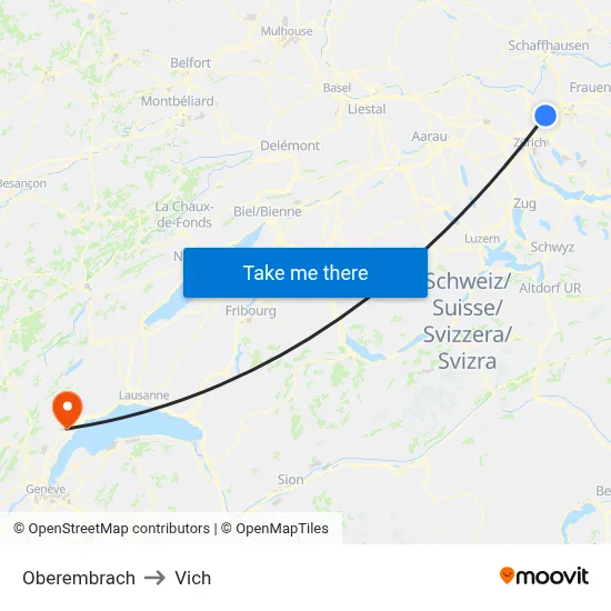 Oberembrach to Vich map