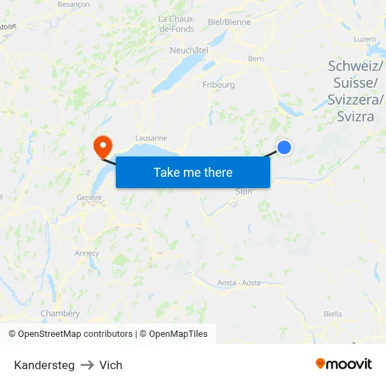 Kandersteg to Vich map