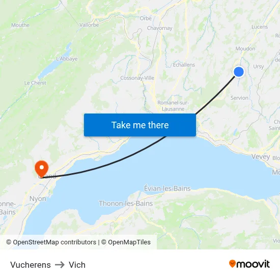 Vucherens to Vich map