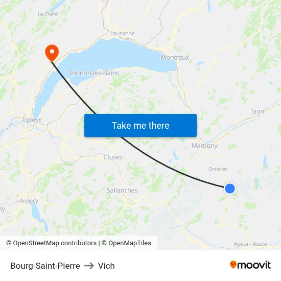 Bourg-Saint-Pierre to Vich map