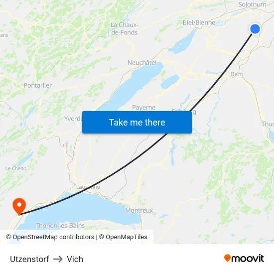 Utzenstorf to Vich map