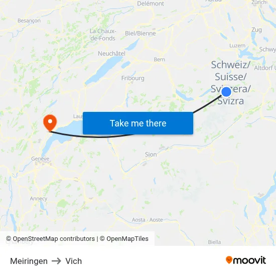 Meiringen to Vich map
