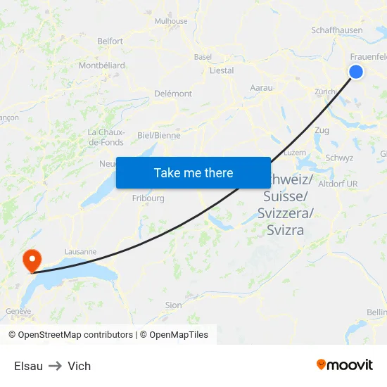 Elsau to Vich map