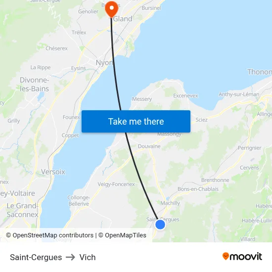 Saint-Cergues to Vich map