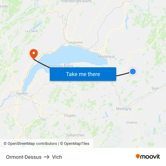Ormont-Dessus to Vich map