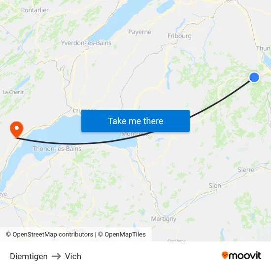 Diemtigen to Vich map