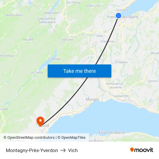 Montagny-Près-Yverdon to Vich map
