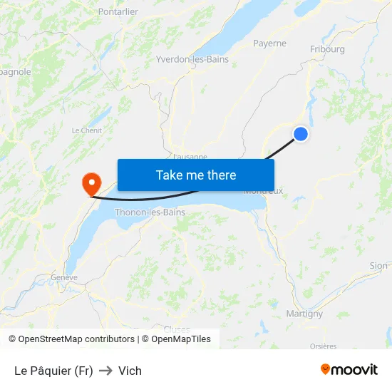 Le Pâquier (Fr) to Vich map