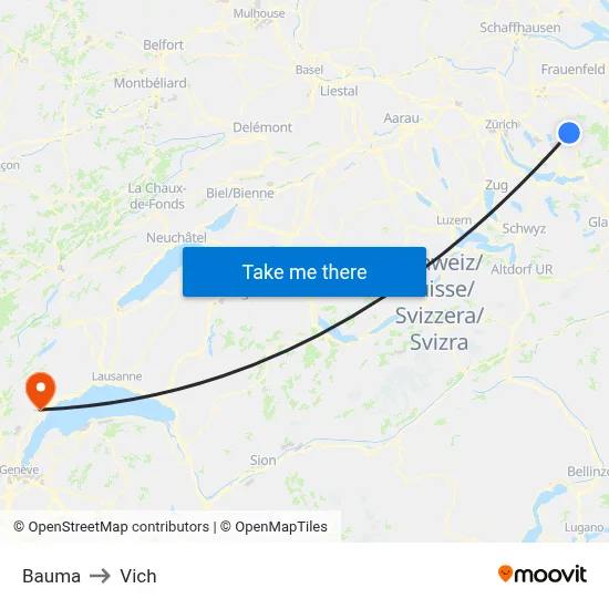 Bauma to Vich map