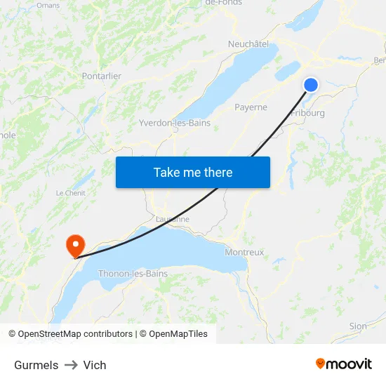 Gurmels to Vich map