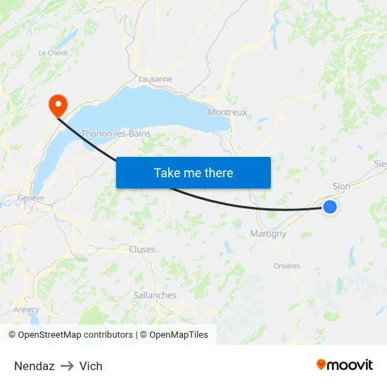Nendaz to Vich map