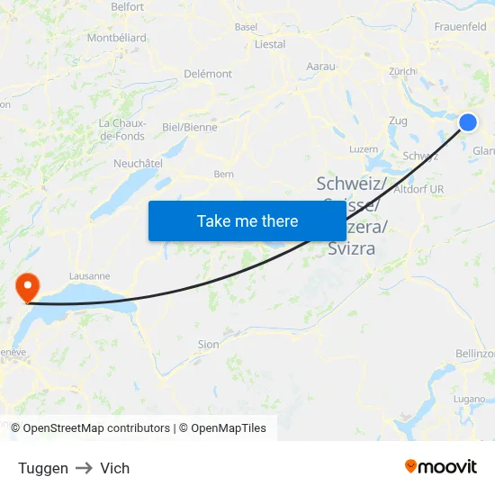 Tuggen to Vich map