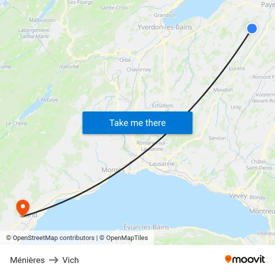 Ménières to Vich map