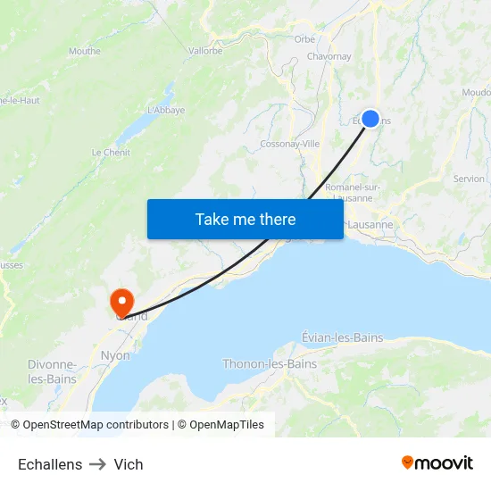 Echallens to Vich map