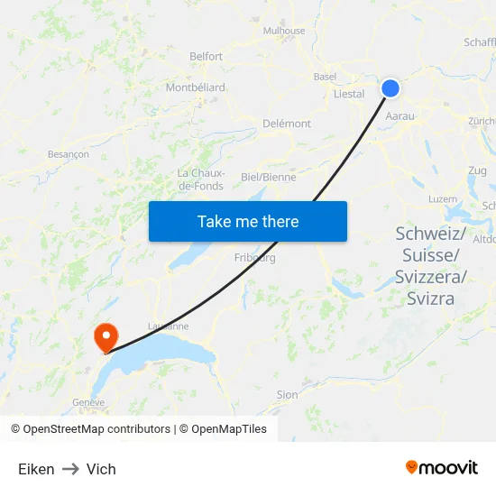 Eiken to Vich map
