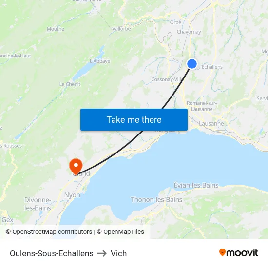 Oulens-Sous-Echallens to Vich map
