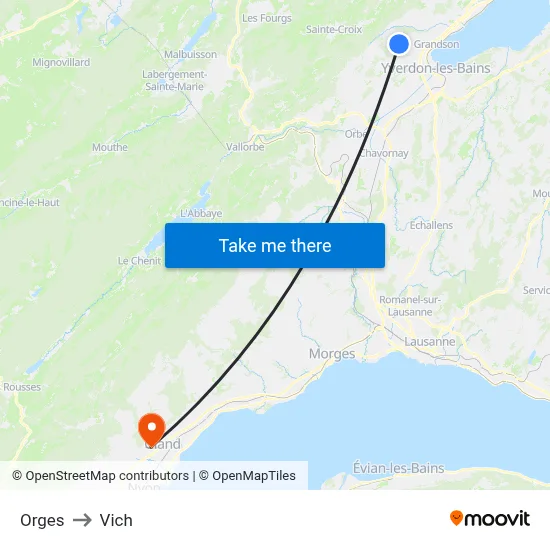 Orges to Vich map