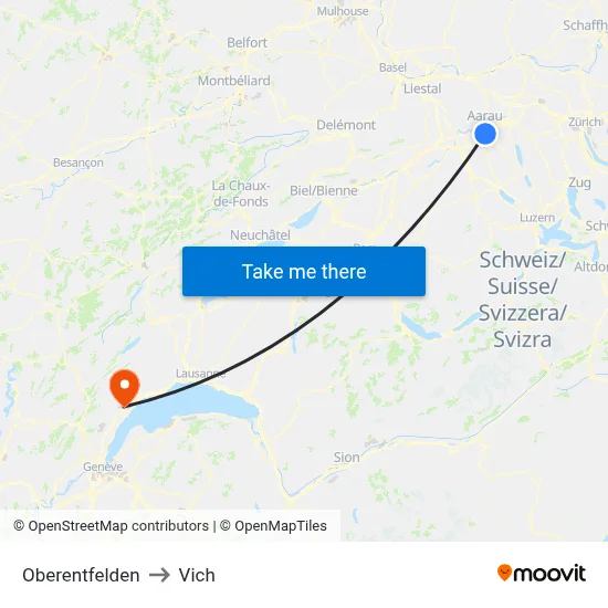 Oberentfelden to Vich map