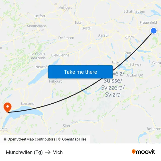 Münchwilen (Tg) to Vich map